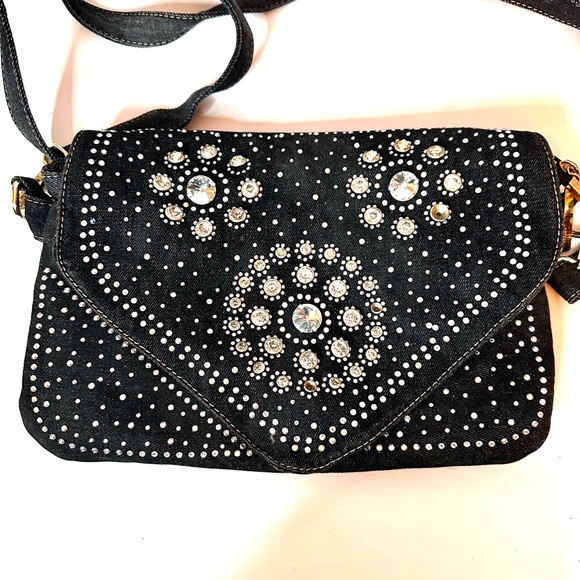 TEMPTATION Italy 🇮🇹 Denim, Bejewelled, Rhinestone, Bag, Shoulder or Crossbody - Picture 1 of 13